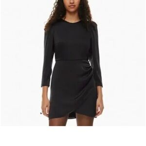 Aritzia Wilfred Didi black satin mini dress size 4 long sleeve